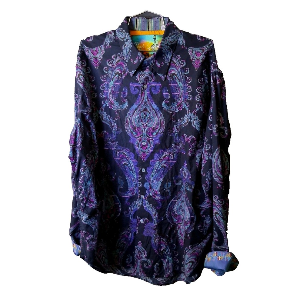 Robert Graham Royal Paisley Men's Size XL Flip Cuffs Made in India Y2K